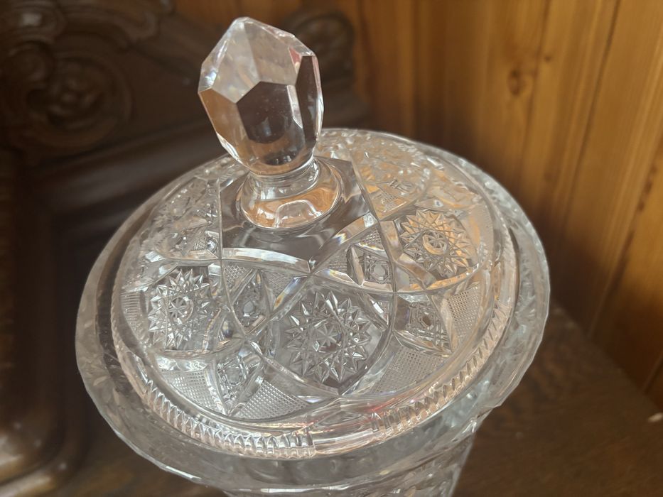 Duzy krysztalowy wazon PRL oryginalny krysztal