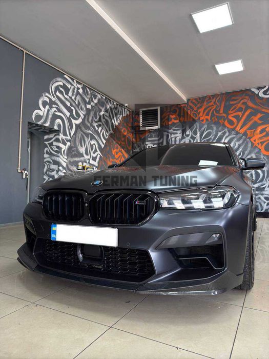 Карбонова губа bmw m5 f90 накладка на бампер сплітер карбон бмв м5 ф90