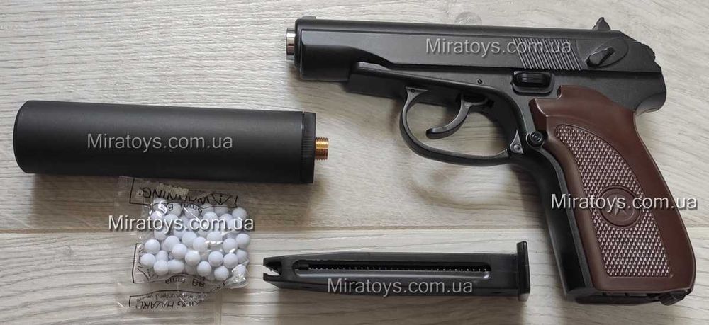 Іграшковий металевий пістолет Макарова з Глушником ПМ Galaxy G29A
