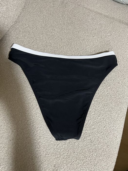 Dół bikini strój kąpielowy majtki M 38 czarne białe pasek lamówka