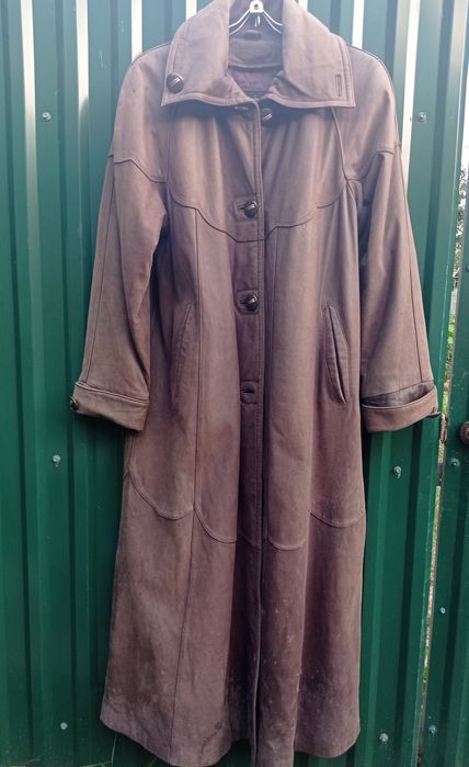 Кожаное женское пальто