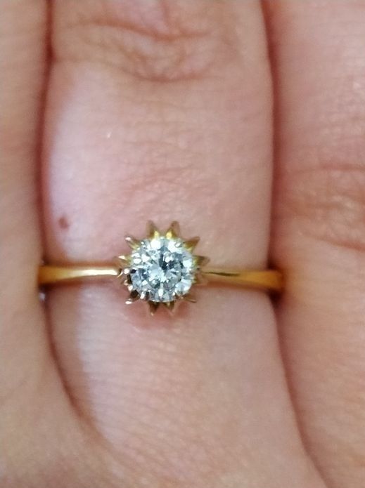 Золота каблучка діамантом 0.26 ct. р 16.5