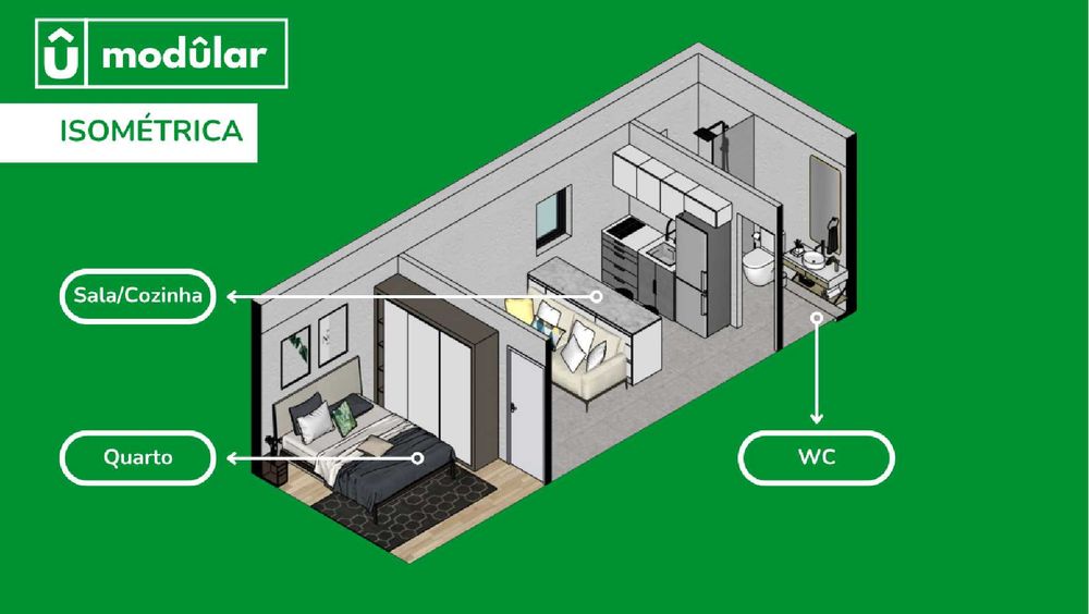 Casas Móveis Modulares - T0 18m² - T1 27m² - T2 36m²