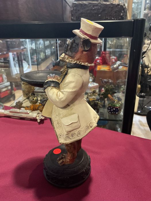 Escultura de buldog Waiter figurine 24 cm