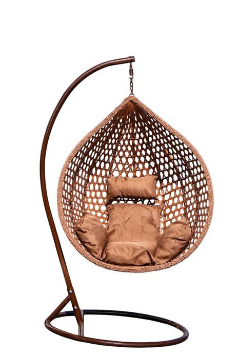 Fotel Kokon BRĄZOWY XXL z Poduszkami | Wiszący Fotel Ogrodowy