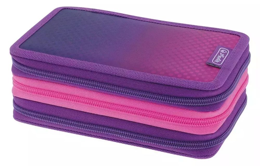 Piórnik 31 części potrójny różowy/fioletowy. Herlitz. Nowy Produkt