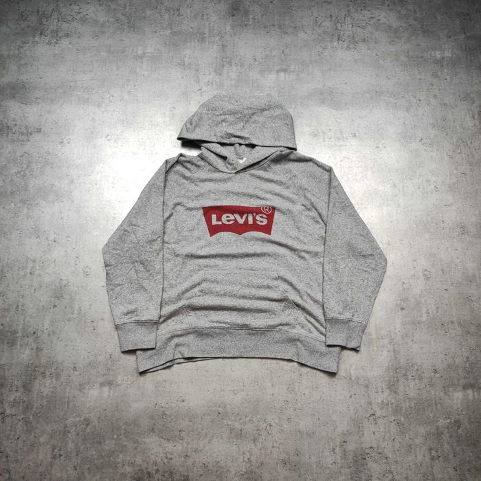 MĘSKA Bluza z Kapturem PREMIUM Szara Nadruk Levis California Duże Logo