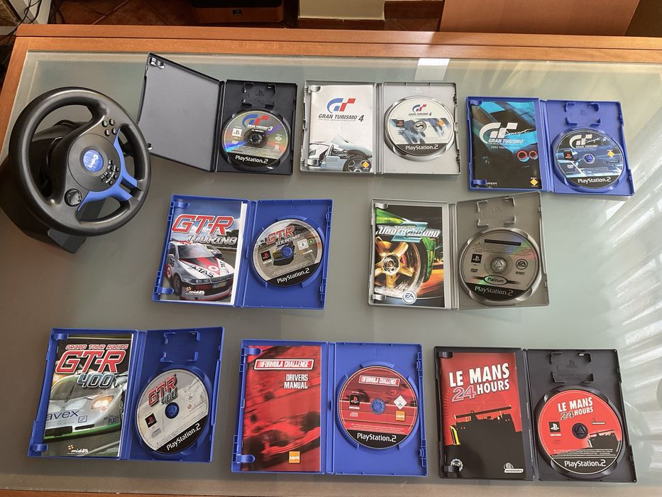 Lote jogos carros ps2 com volante