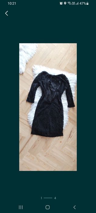 Piękna sukienka koronkowa koronka mała czarna wiązanie odkryte plecy