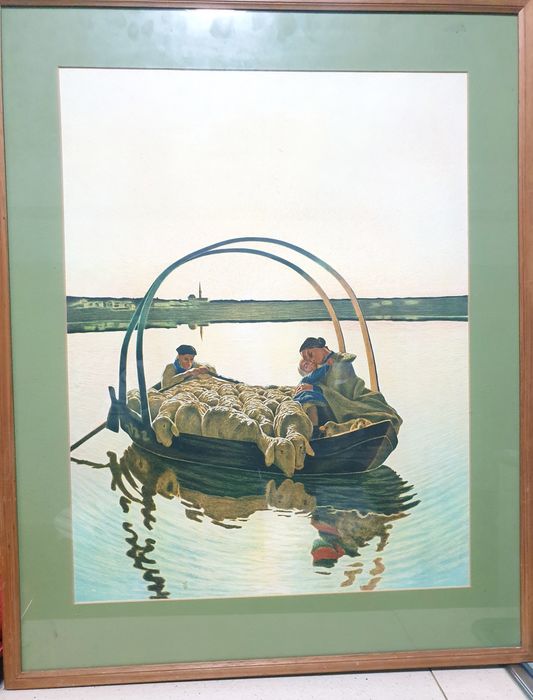 Large painting featuring the print "Ave Maria" by Giovanni Segantini