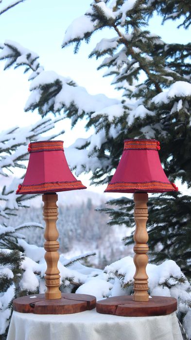 Настільна лампа / Торшер із натурального дерева