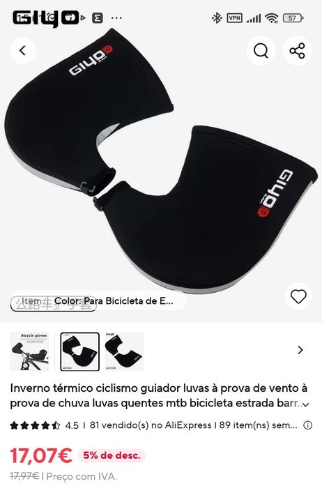 Luvas guiador bicicleta estrada