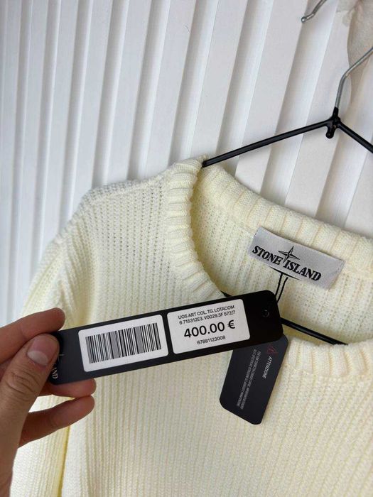 Демісезон Светр STONE ISLAND WHITE! Унісекс светр STONE ISLAND.