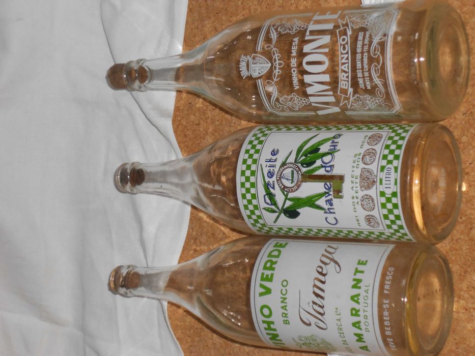 Garrafas antigas pirogravadas azeite, vinho, refrigerantes