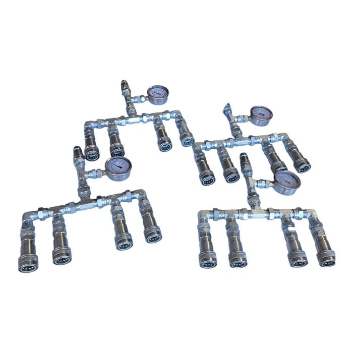 Kit de Engates Hidráulicos / CO₂ – 1 Entrada + 4 Saídas com Manómetro