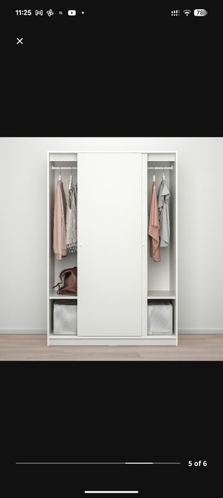 IKEA KLEPPSTAD Wardrobe with sliding doors, white, 117x55x176 cm