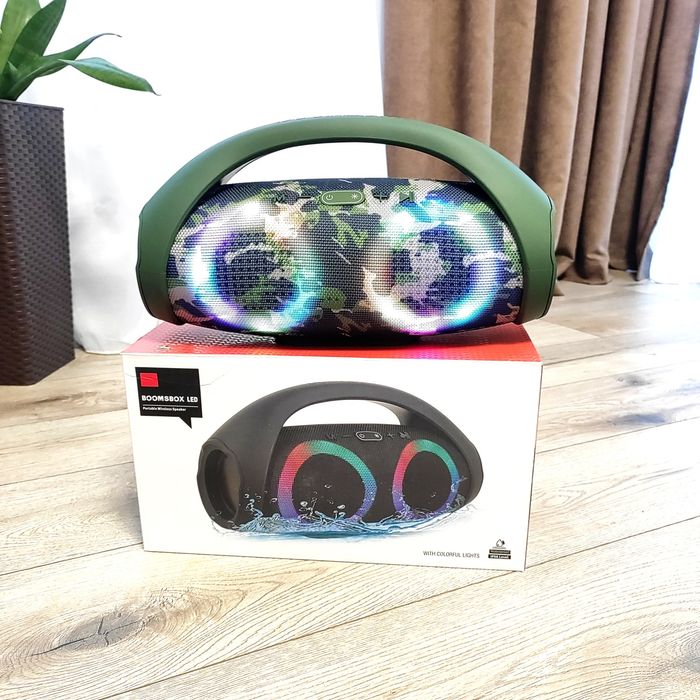 Bluetooth колонка Boombox LED з підсвіткою та ручкою гучний звук 31см