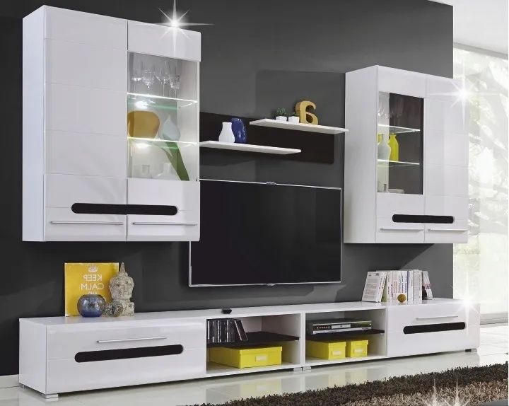 Mebloscianka -zestaw mebli-biała-fronty bialy połysk