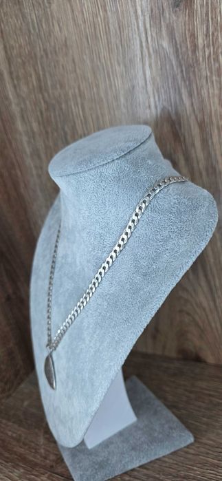 Srebrny Łańcuszek Wisiorek K.S. Ruch Chorzów Waga 27.27g Długość 60cm