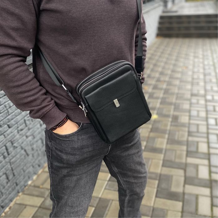 Чоловіча сумка НАТУРАЛЬНА ШКІРА барсетка класика месенджер CLAVE