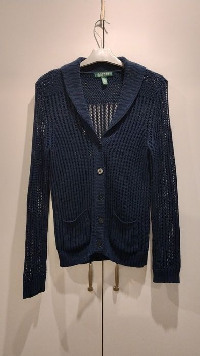 Bawełniany ażurowy kardigan damski Lauren Ralph Lauren.