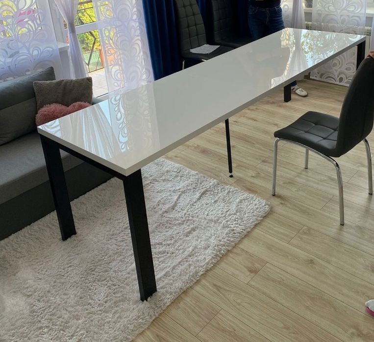 Stół 130x80 cm rozkładany do salonu biały połysk