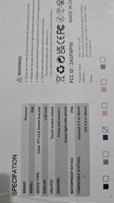 Smartwatch POOUNUR P66, Granatowy, Inteligentny zegarek z dod. paskiem