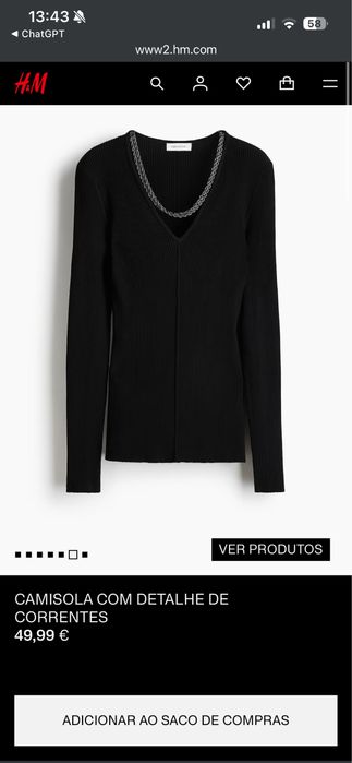 Camisola H&M Nova Tamanho S