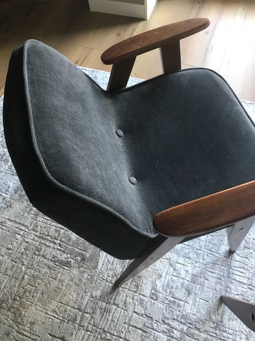 2 Fotele Chierowskiego 366 kolor ciemny grafit styl PRL retro loft