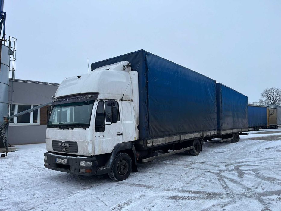 Ciężarówka MAN LE 8.220 i przyczepa ładowność 3.2T PLANDEX PTL-4570