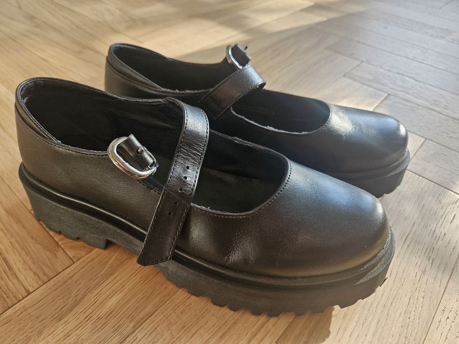 Mary Jane Czarne Skóra Naturalna Lasocki