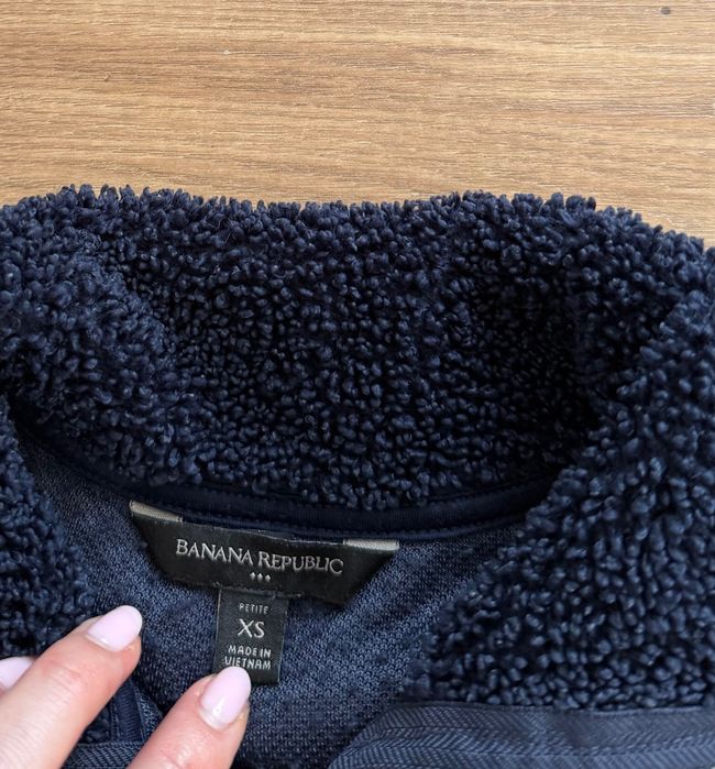Granatowa  bluza polar suwak boucle miś Banana Republic XS petite
