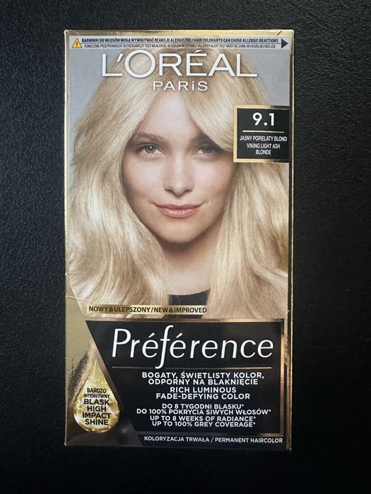 Farba do włosów L’Oreal Preference 9.1 jasny popielaty blond