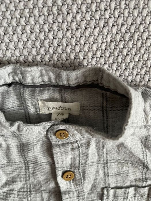 Szara koszula w krate dla chłopaca newbie rozm. 74