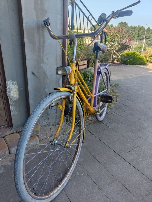 Rower Damski fiolet-zółty miejski