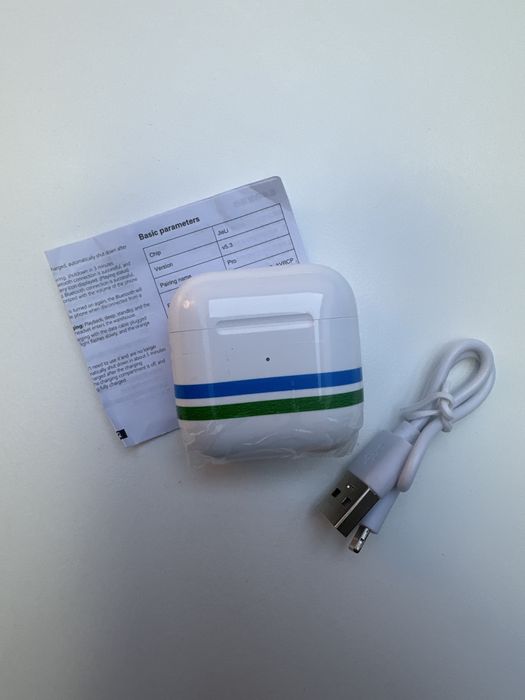 Słuchawki bezprzewodowe białe jak AirPods 3 ANC (4 PRO ANC) z kablem