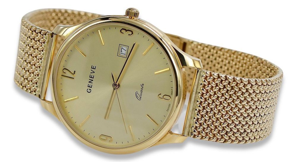 Złoty zegarek męski 14k 585 Geneve Poznań mw017y&mwb014y