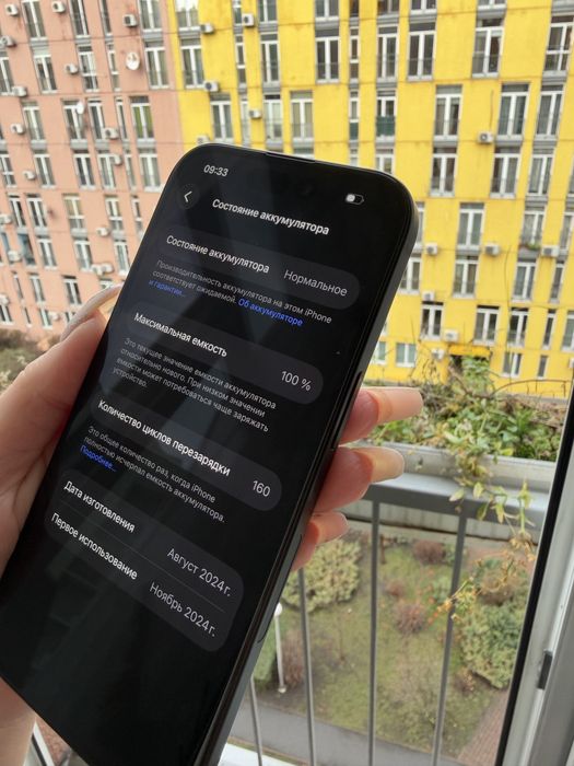 Идеал 100% Аккум iPhone 15 Black 128Gb Neverlock айфон