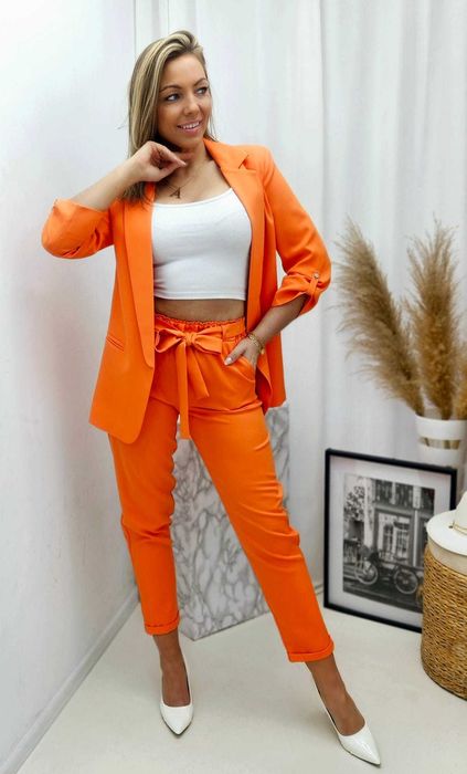Garnitur damski ANET plus size (S-5XL)  pomarańczowy na zamówienie