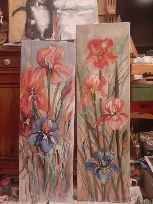 Kwiaty irysy olejny obraz autorski