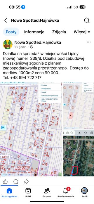 Działka na sprzedaż- Lipiny Nowe