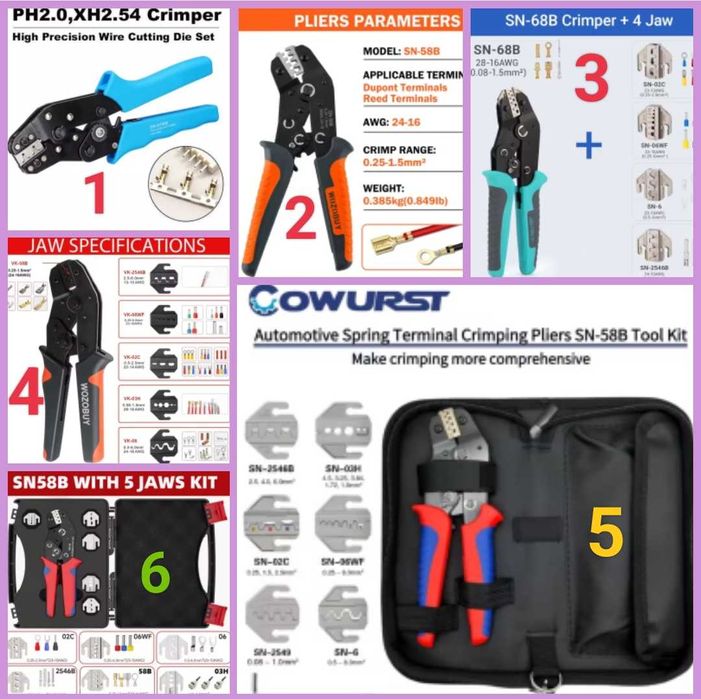 Кримпер Обжимные клещи + Набор наконечников, клемм