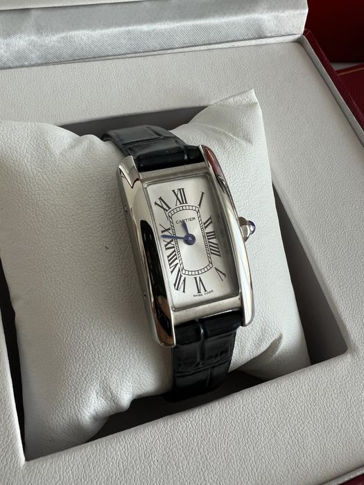 Zegarek damski Cartier Tank granatowa skóra