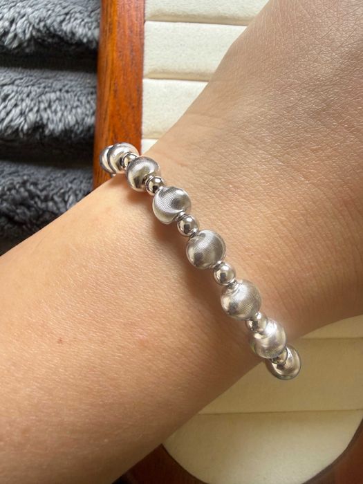 Pulseira Olho de Gato em Prata 925 com Banho de Ouro Branco Bracelet 7mm