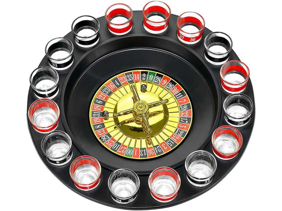 Alkoholowa gra ruletka imprezowa+kieliszki 16szt