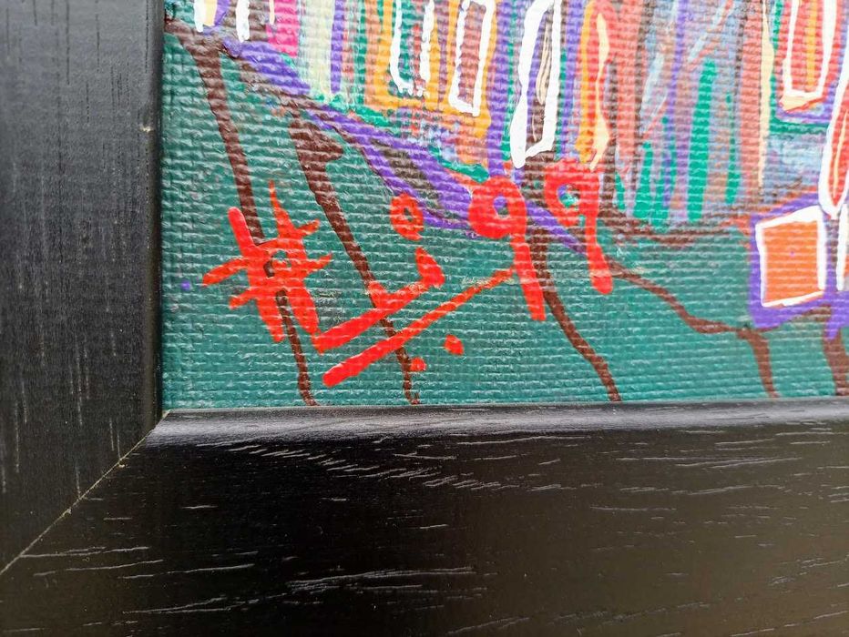 Pintura a óleo sobre platex datado e assinado