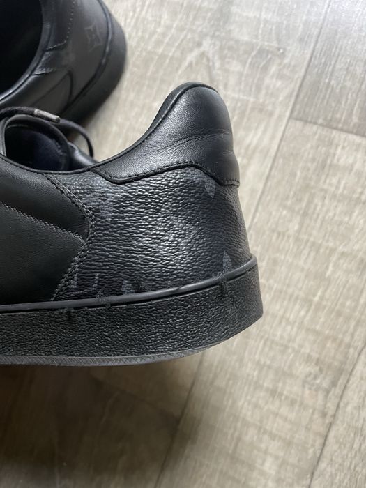 Louis Vuitton Rivoli кожаные черные сникеры/кеды/кроссовки оригинал / Кеды LV кожа Total Black / Обувь б/у под восстановление