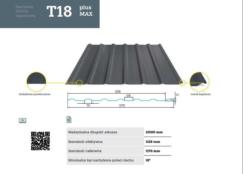 Blacha trapezowa T18 Plus Max w powłoce MAT dostawa gratis