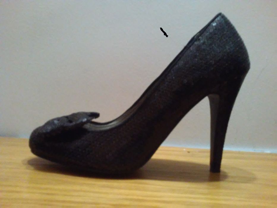 buty szpilki cekinowe roz. 6,5= 39/40; słupek 5/38