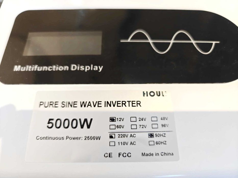 Инвертор HOULI 12В-220В чистый синус 2500/5000Вт оригинал, белый